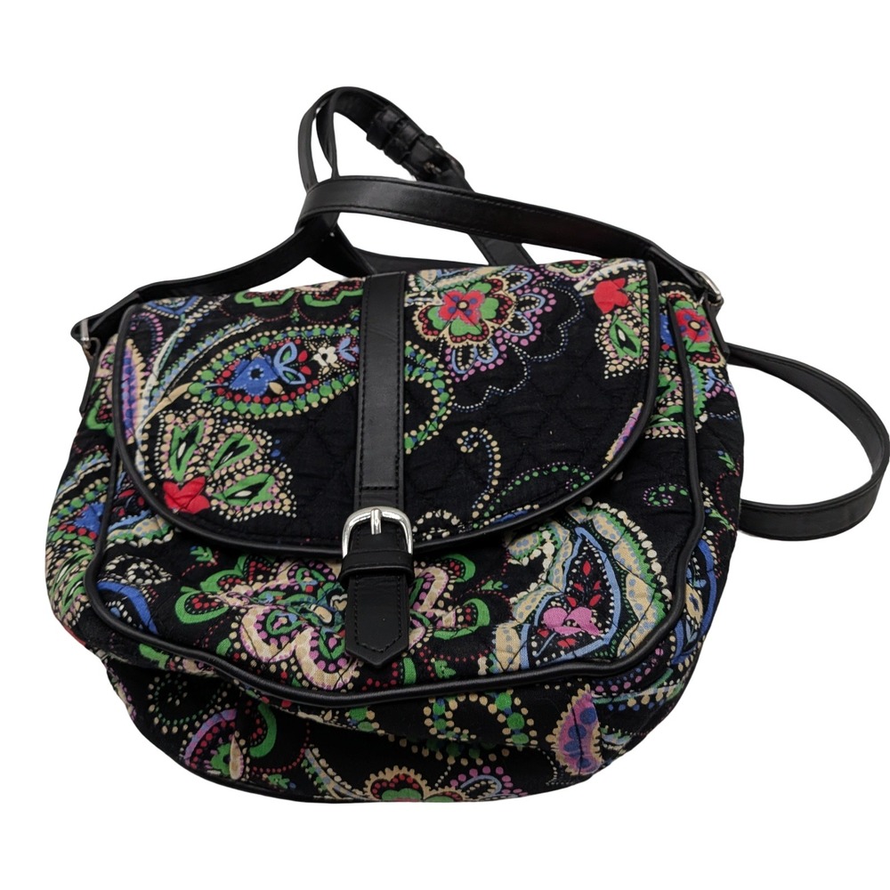 Vera Bradley Slim Saddle Bag Kiev Paisley Tote Purse Crossbody
